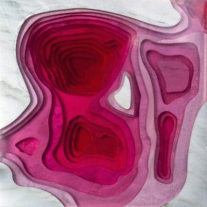 bureau topográfico de resina rosa con marmol blanco vista superior